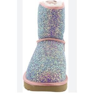 UGG Classic Mini cosmos glitter Sequin boot in pink/purple iridescent 10/41